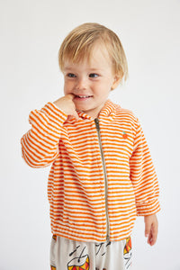 Baby Orange Stripes Terry Zipped Hoodie