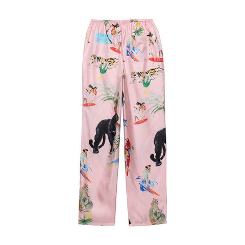 Animal Pink Party Silk Trousers