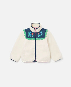 Baby Embroidered White Fleece Jacket