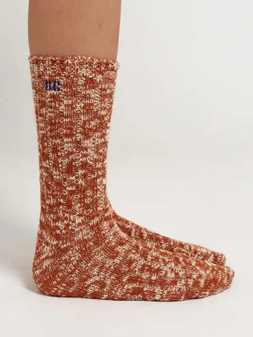 Chunky Knit Long Socks Brown