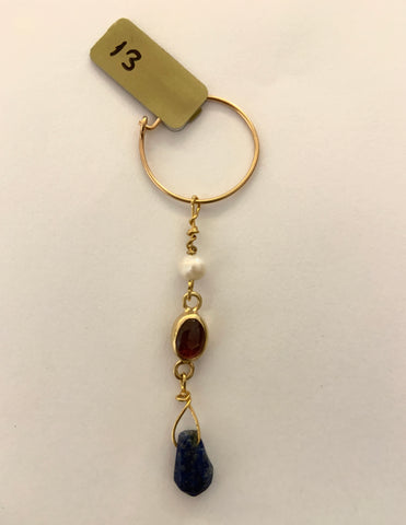 Kaanka Baazar Earring Perle, Turmalin, antiker Lapis lazuli 13
