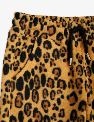 Leopard Fleece-Hose Beige