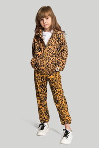 Leopard Fleece Trousers Beige