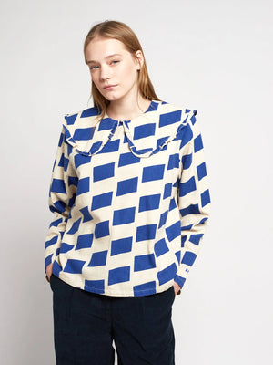Wide Collared Check Shirt Woman
