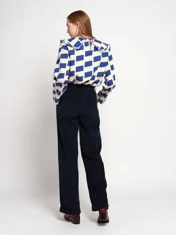 Wide Collared Check Shirt Woman