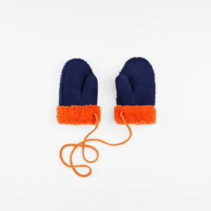 Gloves Teddy Sheepskin Kids Indigo/Orange