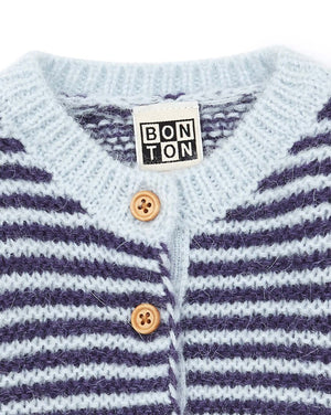 Gestreifter Wolle Baby Strampler Blau Baby BonTon | Zirkuss 