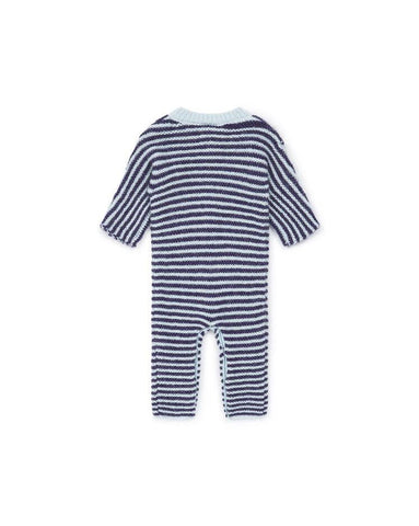 Gestreifter Wolle Baby Strampler Blau Baby BonTon | Zirkuss 